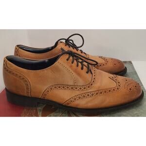 Cole Haan Wingtip Oxford Men's 10 British Tan C25805 Leather Dress Shoes EUC